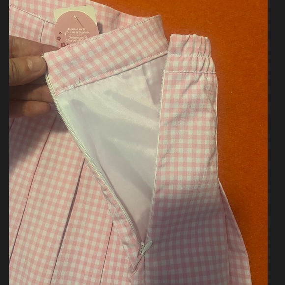 Retro bubblegum pink gingham pleated tennis miniskirt NWT - Picture 4 of 16